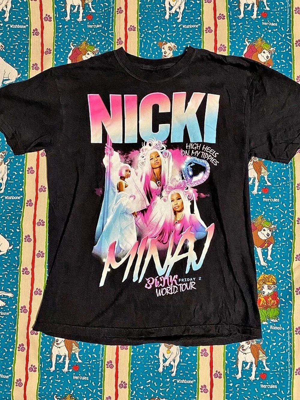 Nicki Minaj Pink Friday 2 World Tour T-Shirt Black & Pink Large